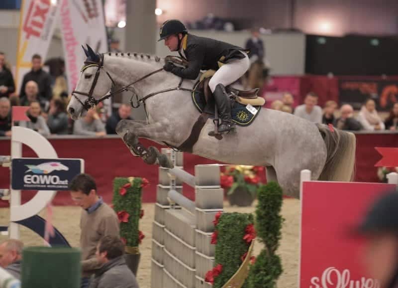 Für Tobias Bachl (GER) und Cicera De La Vayrie B gab es Rang drei im CSI2* Championat von Salzburg zu feiern. © Fotoagentur Dill