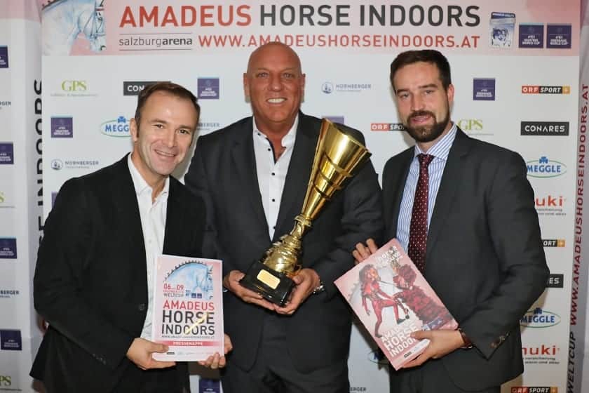 Mit der offiziellen Pressekonferenz ist der Startschuss zur 13. Amadeus Horse Indoors gefallen (von links nach rechts): Bürgermeister-Stellvertreter Bernhard Auinger, Veranstalter Josef Göllner, Sport-Landesrat Mag. Stefan Schnöll. © salzburg-cityguide.at