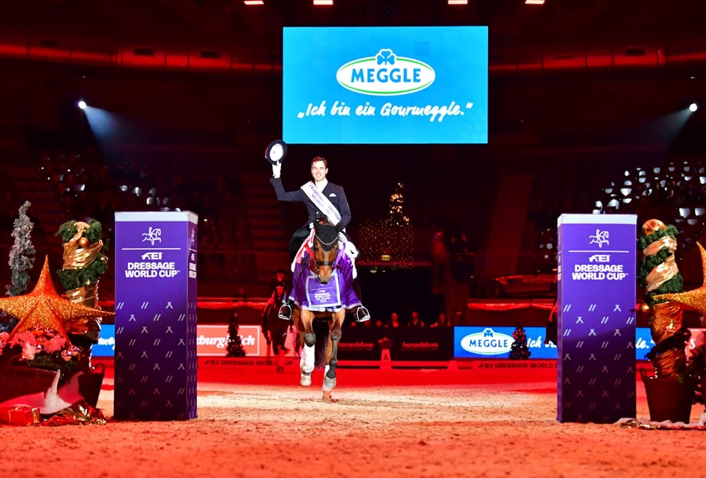 Die strahlenden Weltcup-Sieger von Salzburg 2018: Benjamin Werndl (GER) und Daily Mirror. © Daniel Kaiser