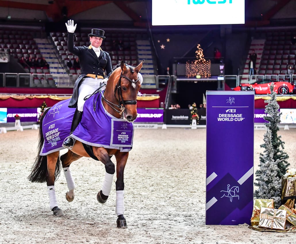 Isabell Werth war sehr zufrieden mit der Leistung von Emilio im 5. Weltcup Grand Prix von Salzburg. © Daniel Kaiser