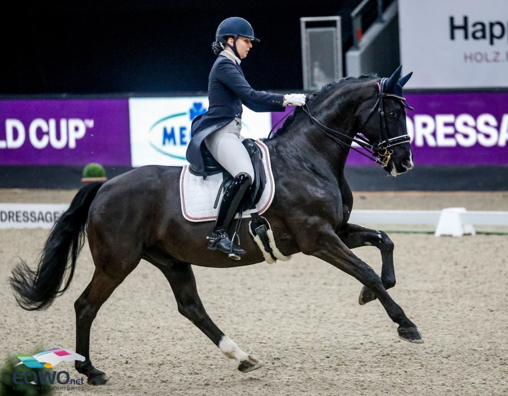 Einzige, österreichische Starterin im Dressur Weltcup: Franziska Fries und Atomic. © EQWO.net