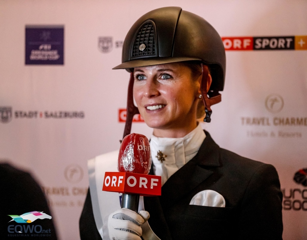 Die Weltcupsiegerin von Salzburg im Interview ORF Interview. © EQWO.net